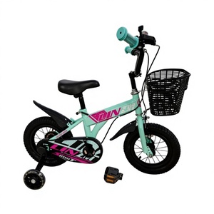 Bicicleta Infantil de 12 Pulgadas para <span class=keywords><strong>Niño</strong></span>, Colorida, con Ruedas de Entrenamiento, Canasta Delantera, Cuadro de Acero de Alto Carbono, Pedales y Asiento Rígido - Product Image 1