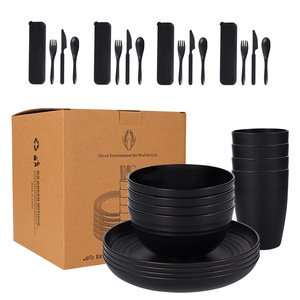 Kitchen Wheat Straw Dinnerware Set Dinner Plates Dessert <strong>Cereal</strong> <strong>Bowls</strong> Cups Outdoor Camping Plates and Dishes Unbreakable Plastic - Product Image 4