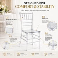 Chaise empilable transparente en PC moderne pour mobilier d'hôtel, usage commercial, durable et imperméable