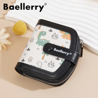 Billetera Pu Cuero Para Mujer Dama Carteira Feminina tempat kartu lucu dompet Mini kartun dinosaurus desainer Kawaii dompet koin