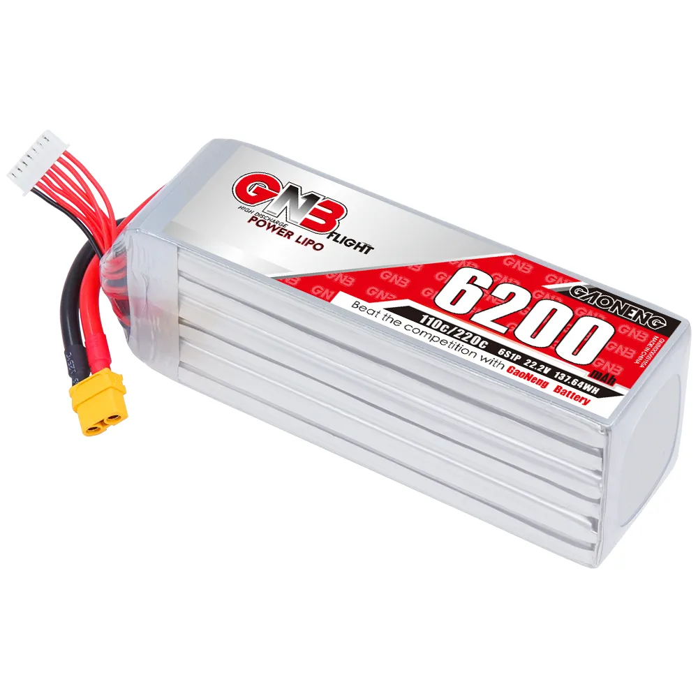 Gaoneng GNB 6200MAh 6S 22.2V 110C Xt60 RC Lipo Pin 600Mm Để 700Mm Máy Bay Trực thăng 800Mm Warbirds Align 600 T-Rex 600 FPV Drone