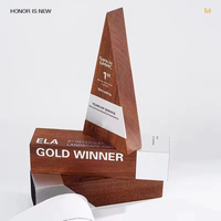 Trophée en cristal K9 de haute qualité, forme personnalisée, logo vierge, avec base en bois, pour récompenses annuelles