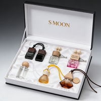 Botella de Vidrio Negra Degradada Clásica Vacía con Tapa de Madera Negra Personalizada, Difusor de Perfume y Aceites Esenciales para Coche, Ambientador Colgante