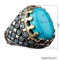 Bagues de bijouterie DAIHE vintage arabes électroplaquées incrustées de pierres précieuses turquoise pour hommes, style islamique
