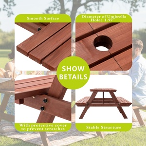 <span class=keywords><strong>Table</strong></span> de pique-nique en bois marron pour 8 personnes <span class=keywords><strong>Table</strong></span> de camping en plein air <span class=keywords><strong>avec</strong></span> 2 sièges - Product Image 4