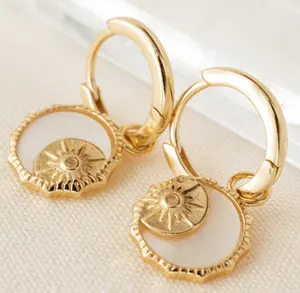 Luxury Embossed Celestial Sunburst dangle earrings Design Elegant gold sun Jewelry Radiant Statement Accessory