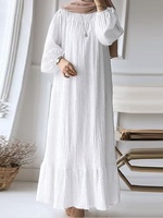 Robe modeste à volants pour femme, manches longues bouffantes, style abaya plissée, robe décontractée pour tous les jours et les fêtes