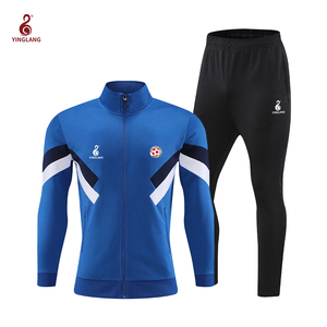 Logo personnalisé pour hommes, vêtements d'entraînement de football et de jogging, ensemble de 2 pièces, maillot de football à fermeture éclair et design réfléchissant, survêtements à demi fermeture éclair - Product Image 1