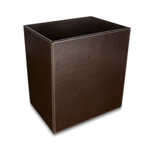 Wooden Leather Wastebasket Trash Can for Office Rustic <strong>Rectangular</strong> Small Garbage <strong>Container</strong> Bin for Bedroom Kitchen Hotel - Product Image 5