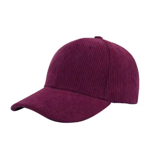 Hot sale Wine red corduroy cap Six panel hat for hiking Warm hat