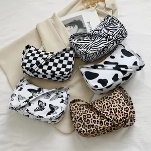 Nova senhoras saco 2023 personalizado padrão impresso axilas ombro bolaZebra leopardo senhoras requintado bolsa