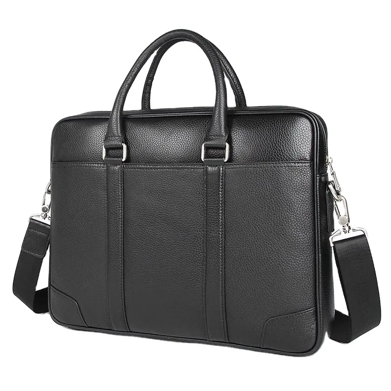 Custom Leather Men Briefcase Black Leather Men Laptop Handbag Unique Executive Office Bag Lawyer Leather Briefcase
