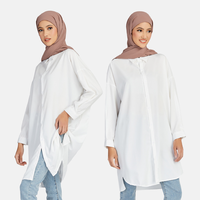 Vestido Abaya Musulmán de Talla Grande 5XL al por Mayor para Mujer, Blusa Túnica de Manga Larga, Blusas Modestas, Chaquetas Finas para Mujer