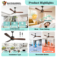 Ventilateur de plafond OEM personnalisé sans éclairage 52 pouces, 220V, à débit d'air élevé, vitesse variable, silencieux, pour maison et bureau, vente en gros, directement de l'usine