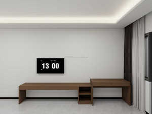 Conjunto de Muebles Comerciales Modernos y Económicos para Habitación de Hotel de 3 Estrellas con Cama de Madera, Mesitas de Noche, Muebles para TV y Armario - Product Image 5