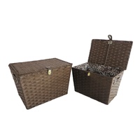 Panier de rangement rectangulaire tressé avec couvercle pour organiser les collations, les jouets et les objets décoratifs