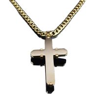 Collier avec pendentif croix en acier inoxydable pour hommes, style hip-hop européen et américain