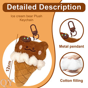 QY Cute Plush Ice Cream Animal Doll Keychain Kawaii <b>Bag</b> Charm Backpack Pendant Soft Stuffed <b>Key</b> <b>Ring</b> Gift Wholesale Accessories - Product Image 3