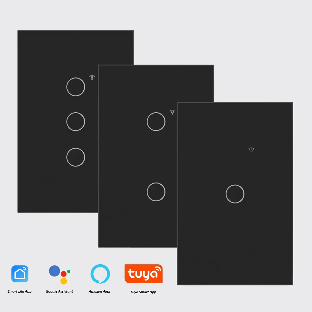 Fahint USW8831 USスマートwifiスイッチtuya、Alexa音声制御、アプリリモコン、スマートスイッチガラスタッチパネル