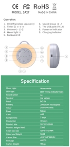 Xách Tay Trắng Tiếng Ồn Âm Thanh Máy Cho Bé 24 Nhẹ Nhàng Tự Nhiên Âm Thanh Tiếng Ồn Trắng Máy Âm Thanh Với Ánh Sáng Ban Đêm - Product Image 6