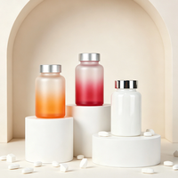 Bouteille en verre dépoli dégradé avec bouchon en aluminium, couleur personnalisée, pour pilules, suppléments, crème solaire, capsules