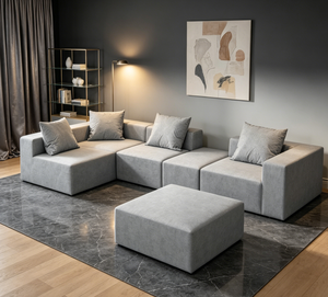 Canapé modulaire sectionnel moderne en tissu, design nuage, sans structure, en forme de L, pour salon - Product Image 3