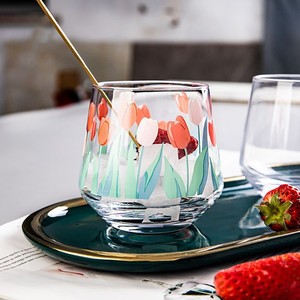 Ly thủy tinh hoa tulip sáng tạo - Trong suốt 385-390ml, có thể tái sử dụng, dùng cho tráng miệng & đồ uống như mousse, sữa, nước ép, sinh tố - Product Image 1
