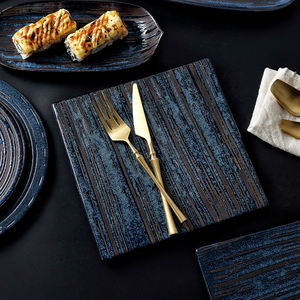 Assiettes de service carrées plates, en céramique, porcelaine, fromage, restaurant étoile, hôtel, vaisselle - Product Image 3