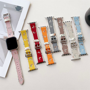 Bracelet de montre en cuir ajouré pour filles, motif papillon, bracelet gravé, véritable, pour Apple Watch Ultra 49, 46, 45, 42, 40 mm, toutes séries - Product Image 1