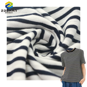 Chất liệu tốt nhất 125g 100% cotton slub sọc Jersey chống vi khuẩn hẹp sọc vải dệt kim cho mùa hè hàng may mặc - Product Image 1