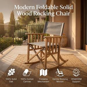Fauteuil à bascule rustique en bois de chêne massif pour jardin, chaise de patio extérieure avec pieds coniques, fauteuil inclinable manuel, imprimé couleur intégrale Dendro - Product Image 1