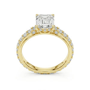 แหวนเพชรเม็ดเดี่ยวทรงหรูหราจาก KRUP JEWELS ได้รับการรับรองจาก IGI เพชรเพาะเลี้ยงในห้องปฏิบัติการ ประดับเพชรแบบเต็มเม็ด สำหรับงานหมั้นและวันครบรอบ ทองคำแท้ 14K ดีไซน์รัศมีล้อมเพชรแบบซ่อน พร้อมลายมิลเกรน - Product Image 1