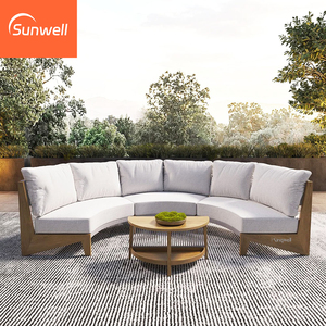 Ensemble de meubles d'extérieur en bois de teck sièges de <span class=keywords><strong>salon</strong></span> modulaires canapé sectionnel de <span class=keywords><strong>jardin</strong></span> rond pour la vie en plein air meubles d'arrière-cour - Product Image 3