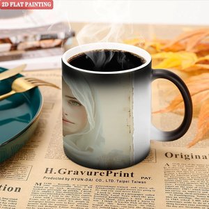Mug de camping extérieur relaxant, noir givré, 11 oz, en céramique, tasse magique sensible à la chaleur - Product Image 5