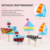 Lot de 5 bougies d'anniversaire en forme de bateau nautique OEM, vente chaude, bougies décoratives 3D en forme de navire et de voilier pour gâteau