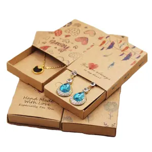 Ювелирная прямоугольная упаковочная коробка из крафт-бумаги с логотипом на заказ, свадебные серьги, дисплей для ювелирных изделий, маленькие подарочные картонные коробки ручной работы
