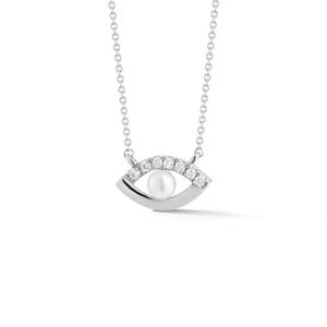 Dernier modèle de collier tendance avec chaîne en or et diamants et perles mauvais œil - Product Image 5
