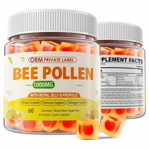 Gummies de pollen d'abeille OEM 1000mg – Complément de pollen d'abeille riche en vitamine B, acides aminés, <span class=keywords><strong>propolis</strong></span> et <span class=keywords><strong>gelée</strong></span> <span class=keywords><strong>royale</strong></span> pour les antioxydants - Product Image 1