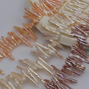 Perles d'eau douce naturelles blanches en gros, perles à cure-dents à 28 trous, 25-30 mm de long, pour accessoires de collier DIY, semi-finies - Product Image 1