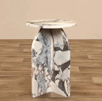 Table console demi-lune en marbre moderne de luxe, faite à la main, entrée, salon, salle de bain, appartement, mobilier polyvalent