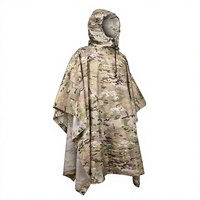 Poncho de pluie camouflage à capuche en polyester ripstop 210T PU pour hommes, randonnée et camping en plein air, logo personnalisé, ISO CE