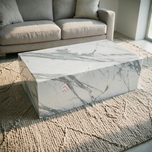 High <b>End</b> Hotel Villa Project Calcutta White Marble Coffee <b>Table</b> Modern Plinth for Commercial Space - Product Image 3