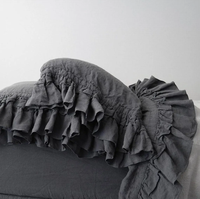 Ensemble de literie de drap-housse de taille de motif personnalisable à volants adapté au mariage à la maison