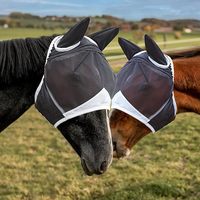 Masque pour cheval en maille extensible souple RTS BlACK, protection respirante pour les yeux, masque anti-mouches avec oreilles en été