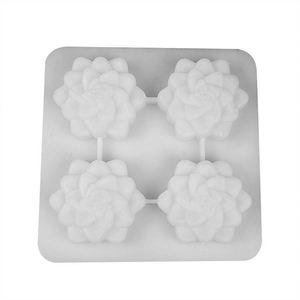 4 Cavities Flowers Silicone <b>Molds</b> DIY Chocolate Soap Fondant <b>Candle</b> <b>Mold</b> - Product Image 1