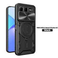 Pour Infinix Smart 10 Plus coque de téléphone conception d'armure béquille avec protection d'objectif coulissant PC coque mobile en TPU