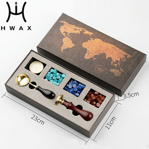 European Vintage Sealing Stamp Set With Wax Beads Spoon <strong>Wooden</strong> Handle Candle Wax <strong>Seal</strong> Kit - Product Image 3
