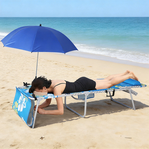 <span class=keywords><strong>Chaise</strong></span> longue pliante d'extérieur personnalisée avec cadre en aluminium, inclinable manuellement, portable, <span class=keywords><strong>pour</strong></span> la plage, avec coussin de tête - Product Image 1