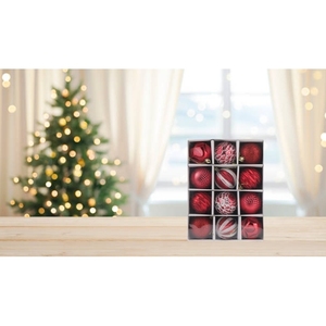 Elegante Set di 12 Palline Natalizie Rosse SC ECOMMERCE Prodotte negli Stati Uniti, Decora la Tua Albero con Stile! - Product Image 2