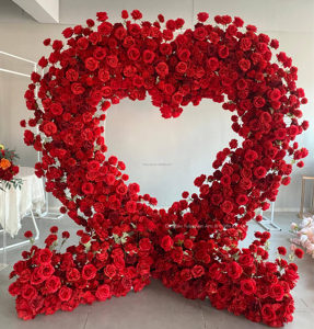 Wholesale Heart-Shaped Red Artificial Rose Flower Arch Iron Material Wedding Stage Decoration for <strong>Party</strong> <strong>Backdrop</strong> - Product Image 2